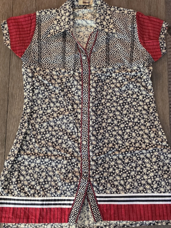 +Color Dresses & Skirts - +Color Patterned Button-Front Cap-Sleeve Dress in Black and Red